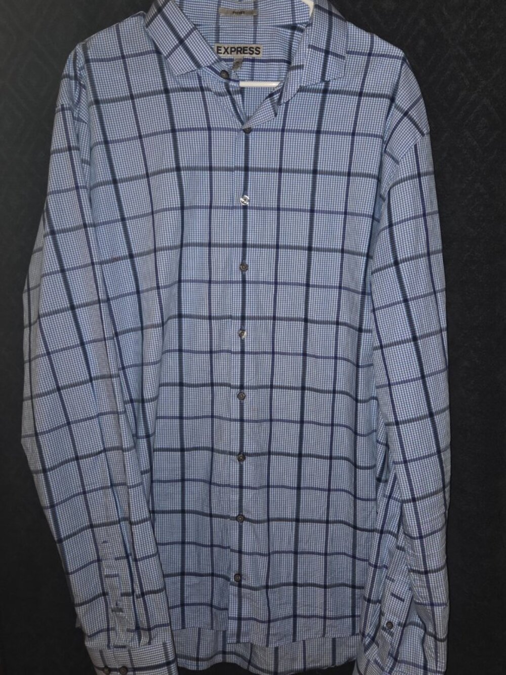 Express Men's 2XL Blue & Black Striped Long Sleeve Shirt